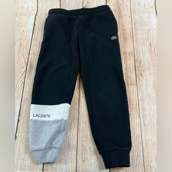 Lacoste Boys Kids Jogger Sweatpants Black White Size 8 - Picture 1 of 7